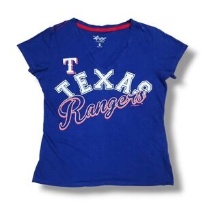 Texas Rangers V-Neck Blue T-Shirt by GIII 4Her by Carl Banks Women's Size M